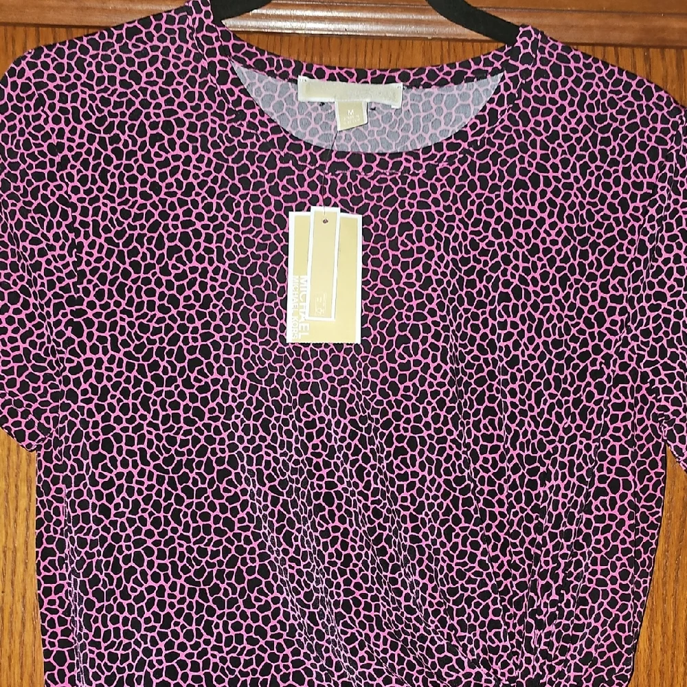 MICHAEL Michael Kors Pink and Black Short Sleeve Twist Dress